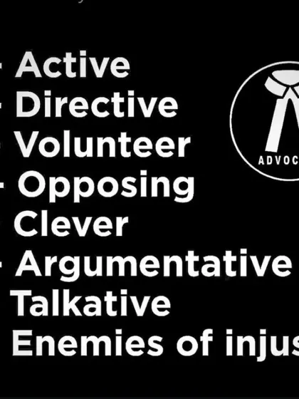 What does it mean to be an Advocate? This acronym breaks it down. I strive to be all of these things for my clients: active, directive, clever, and an enemy of injustice.