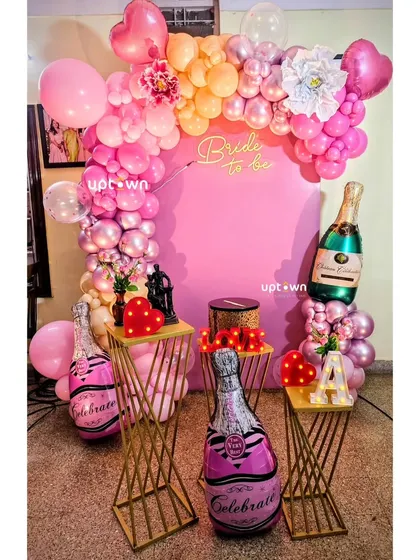 A close-up of the bridal shower props.