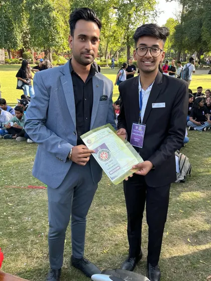 Receiving a certificate of appreciation from the NSS unit of Shri Ram College of Commerce.