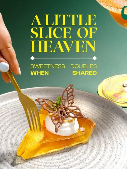 A little slice of heaven. This beautiful dessert features a delicate chocolate butterfly on top.
