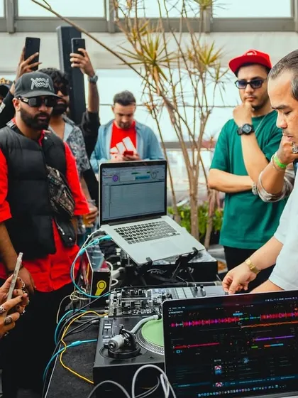 An outdoor event from my journey. Surrounded by an eager crowd, learning and improvising every day. The grind is still on.