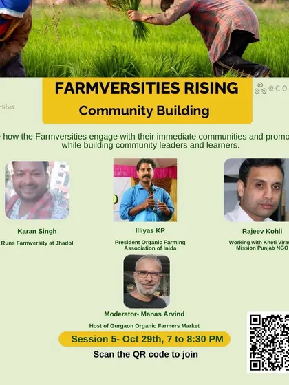 An invitation to another 'Farmversities Rising' session on community building. We explore how to engage with local communities and build leaders. These knowledge exchanges are crucial for strengthening our grassroots food movements.