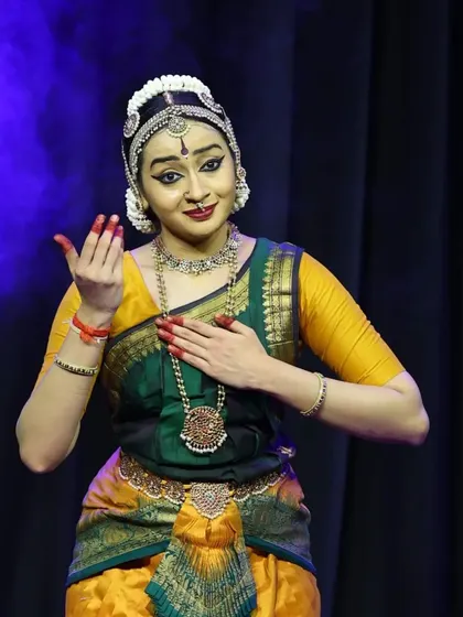 An expressive moment from the Ninada Nruthyotsava, where I am portraying a character from a traditional story.
