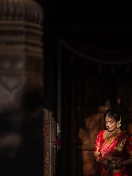 A bride captured in a sliver of light, creating a moody and intimate portrait. We are always looking for unique ways to use light to tell a story.