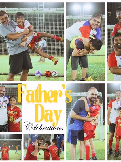 Football is a family affair. This collage captures the fun and bonding from our Father's Day event, where dads joined their kids on the pitch for a day of celebration and friendly competition.