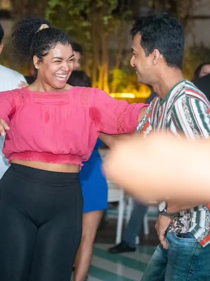 A moment of pure, joyful laughter. You can't help but feel happy watching them.