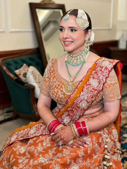 A beautiful portrait of Anureet, seated and looking serene.