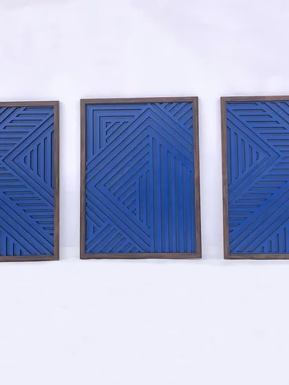 The complete three-panel set of our Large Mountains Wooden Wall Art. This configuration creates an expansive and impactful feature perfect for a large wall or above a bed.
