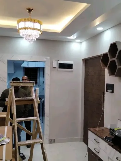 My team setting up for work at a nearly completed site.