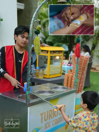 Fun and interactive entertainment at our summer-themed party, including a Turkish ice cream vendor and face painting.