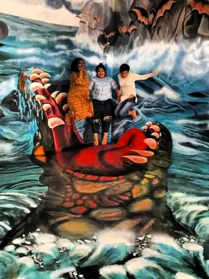 My first ever mural project was this 3D illusion of a crocodile's mouth. It was a wild start to my journey as a full-time artist.