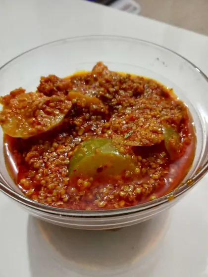 My new Aawla ka Achar is ready. This spicy gooseberry pickle is not only tasty but also very healthy. It has a unique tangy and spicy flavour.