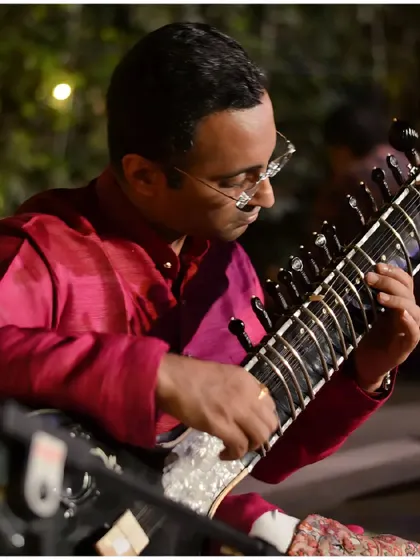 A focused close-up from an evening concert.