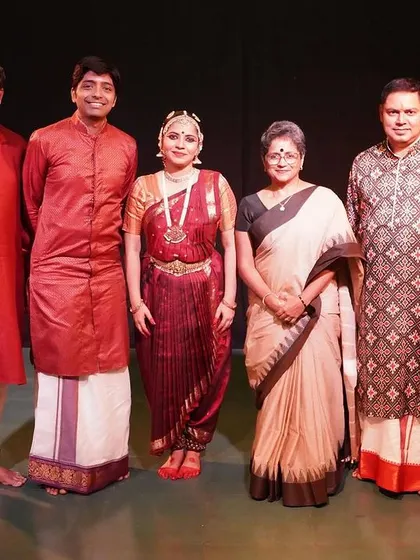 The cast and crew of "Rasa Yatra" posing on stage. A performance is a collective effort, and we are proud to support the entire team that brings a production to life.