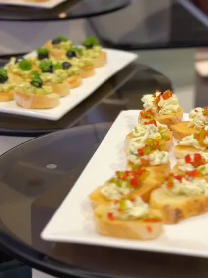 As the official culinary partner for the World Telecommunication Standardization Assembly (WTSA) 2024, we curated a global menu for international delegates, featuring items like these elegant bruschetta canapés.