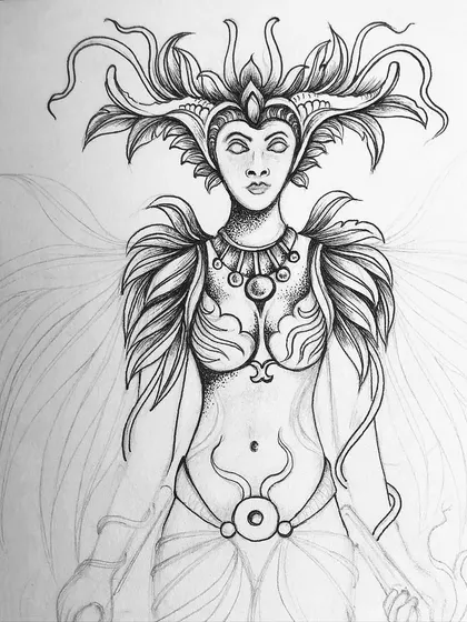 A duplicate of a progress shot of "Tara."