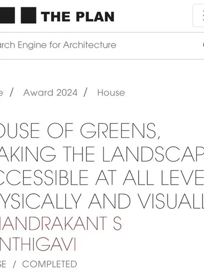 A screenshot of The Plan magazine's website, showing the "House of Greens" shortlisted for their 2024 award.