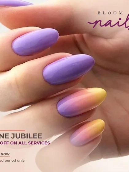 Another angle of the lilac and sunset ombré combination. The colors are so vibrant.