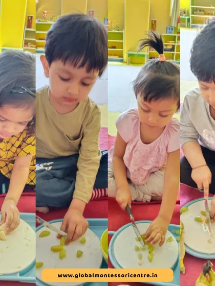 Our playgroup children had a blast making their own fruit salad. They practiced slicing soft fruits like bananas and mixing them, learning about healthy food preparation.