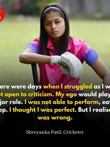 An insightful quote from Shreyanka Patil on her journey of growth, learning to handle criticism, and overcoming ego to become a better performer.