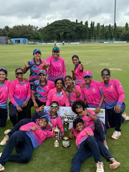 Posing with the spoils of victory in Mysore. Every player contributed to this championship, playing the expressive and fearless brand of cricket that defines us.