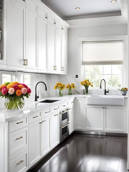 Another shot of the classic all-white kitchen, emphasizing the clean lines and high-end finishes that I can provide for a timeless look.