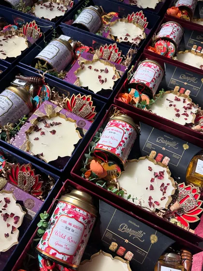 The vibrant colors and intricate details of our premium Diwali hampers. Each box is a feast for the eyes before it's even opened.
