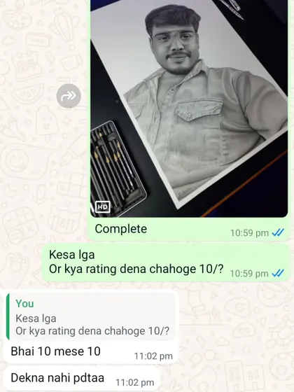 "Bhai 10 mese 10". A perfect score from my client in Maharashtra for this large A2 pencil sketch.