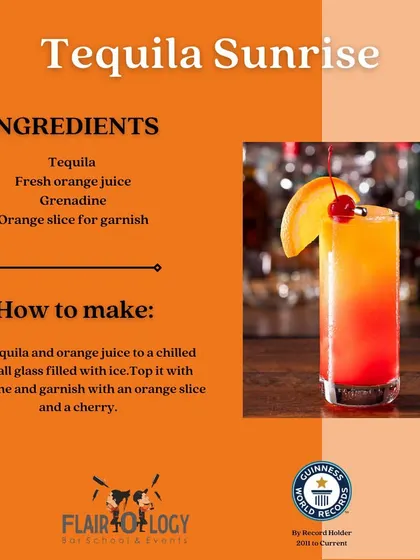 Here is a recipe for a classic Tequila Sunrise. This visually appealing cocktail is easy to make by layering tequila, orange juice, and grenadine.