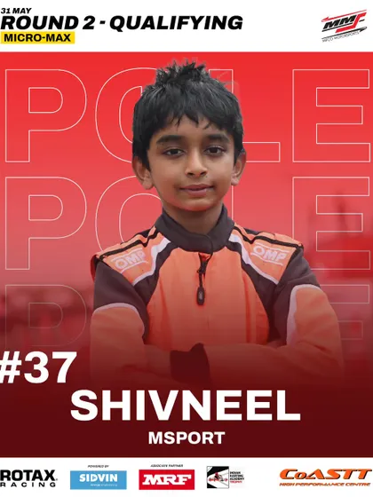 Shivneel takes pole position in the Micro Max qualifying session.