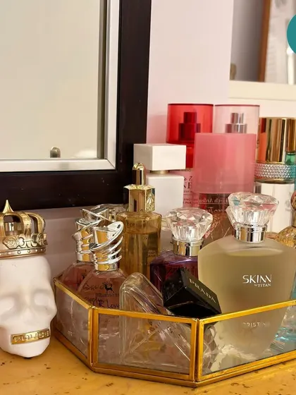 We created a beautiful display for this client's perfume collection on her dressing table, making it easy for her to choose her scent of the day.
