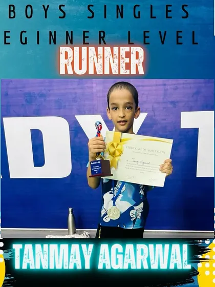 A special congratulations to 6-year-old Tanmay Agarwal for winning his first medal. He secured silver in the beginner level singles tournament.