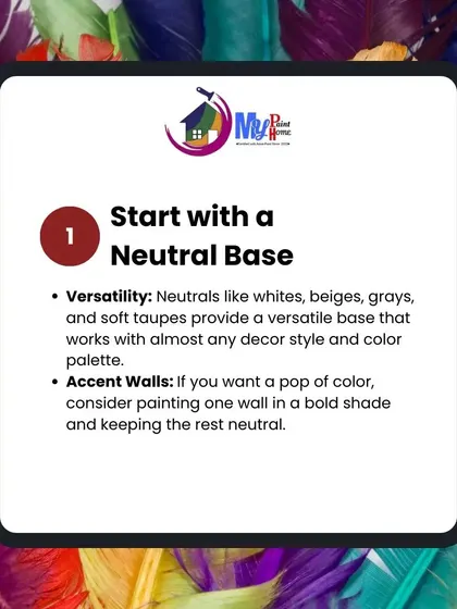 Tip 1 for choosing a color: Start with a neutral base. Whites, beiges, and grays are versatile and work with almost any style. You can always add a pop of color with an accent wall.
