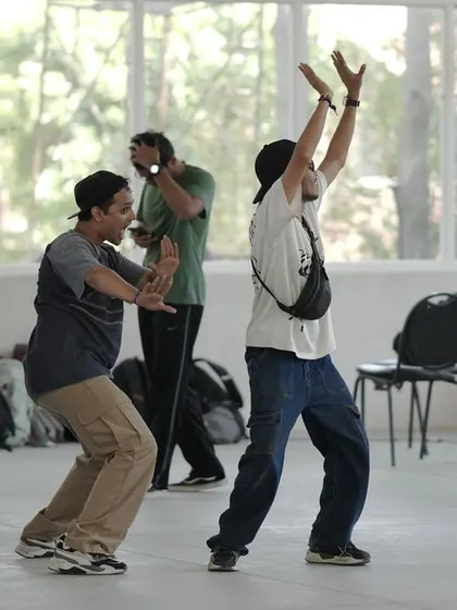 Dancers practicing their moves during a break at Spectra 2024.