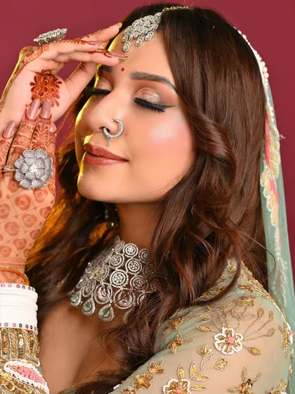 Another angle showing the beautiful blending on the eyelids and the soft contouring. My students learn to create makeup that looks stunning from every angle.