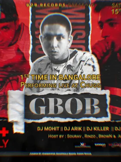 A duplicate flyer for the GBOB event, highlighting my role in high-profile collaborations and live performances.