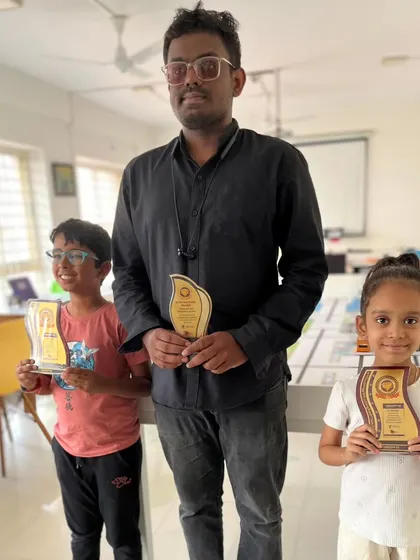 We are incredibly proud of our students' achievements. This photo celebrates our team's clean sweep at the Codeavour 6.0 robotics competition, where we secured 1st, 2nd, and 3rd place, showcasing the effectiveness of our training programs.