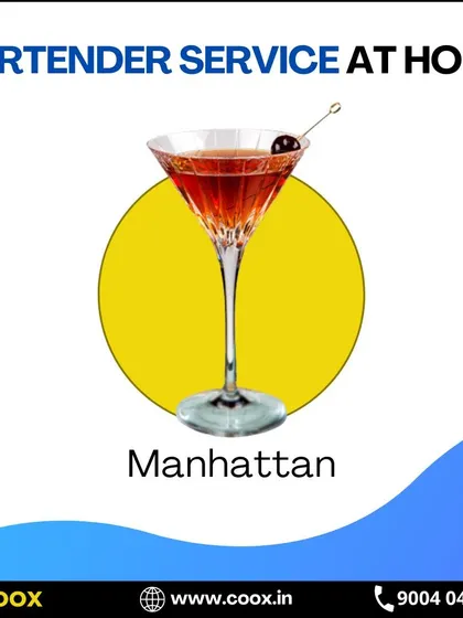 A picture of the Perfect Manhattan, a simple yet elegant cocktail. My bartenders can easily prepare this for any occasion, adding a touch of class to your home bar.
