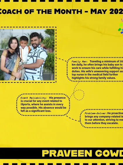 Highlighting the personal side of our Coach of the Month, Praveen Gowda, a dedicated family man and problem-solver who is crucial to our events.