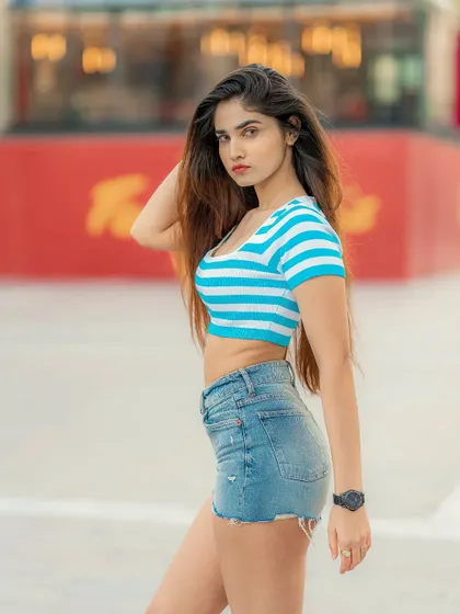 A classic three-quarter pose that highlights the model's confidence.