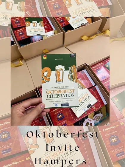 We curated these fun invite hampers for an Oktoberfest celebration. Each box was filled with themed goodies to get influencers and guests excited for the event.