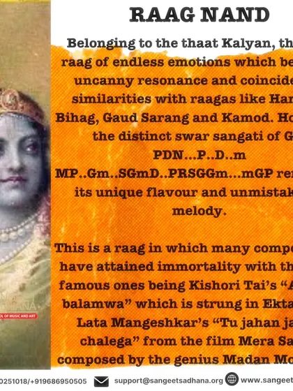 An insight into Raag Nand, a masterpiece of the Kalyan thaat. This raag is known for its unique use of both Madhyams and its ability to depict a love that is unyielding and everlasting.