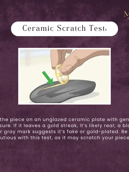 The ceramic scratch test can also offer clues. Gently rubbing your piece on unglazed ceramic should leave a golden streak if it's real. A black or grey mark suggests it might be fake or gold-plated. Be careful, as this can scratch your jewellery.