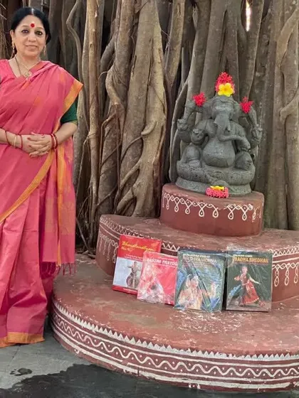 During a visit to my alma mater, Kalakshetra, I placed my four instructional books at the feet of the Ganesha statue under the great Banyan tree. It was a symbolic offering of my work back to its source.