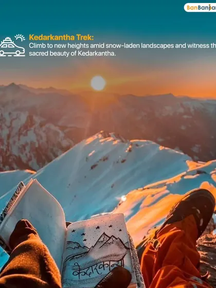 A perfect sunrise moment on the Kedarkantha Trek. We make sure you're at the right spot at the right time to witness these magical mountain sunrises.