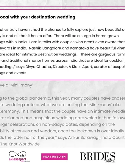 In this feature, I talk about the benefits of going local with your destination wedding and exploring the beauty within India.