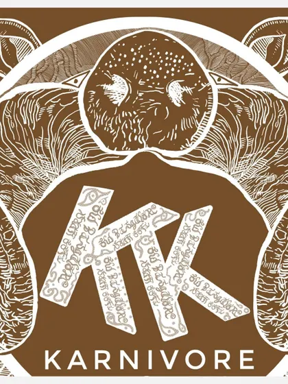 A close-up of the logo, showing the intricate design within the 'KK' lettering. It represents the layers of flavour and history in every dish I make.