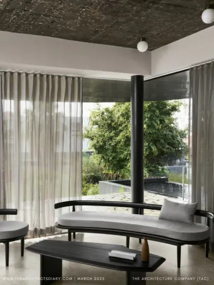 A duplicate of image 23, as seen in The Architect's Diary, showcasing the serene living space of Pavilion House.