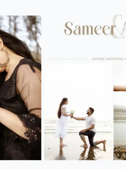 A beautiful summary of a beach pre-wedding shoot, from a romantic proposal on one knee to a tender embrace in the woods nearby. This shows the variety we can capture in one location.