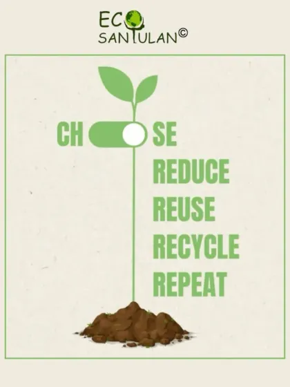 Choose to reduce, reuse, recycle, and repeat. This simple graphic represents the continuous cycle of sustainability that we should all strive to adopt.